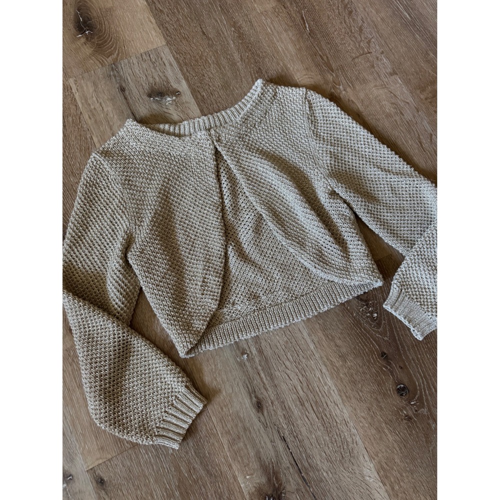 Tibi‎ Gold Knit Crop Shawl Top Size S